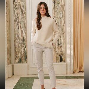 Sezane Clara trousers, camel/ecru, 4